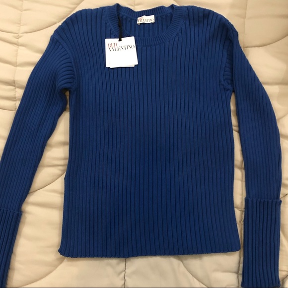 RED VALENTINO Blue Crewneck Sweater-NWT-XS - Picture 4 of 7